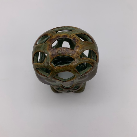 Small Ceramic Shabby Sage Green Brown Owl Sculpture Potpourri Holder Figurine 4” - Picture 8 of 9